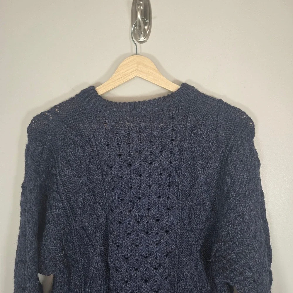 Aran Woollen Mills 100% Wool Irish Fisherman Cable Knit Sweater Made Ireland